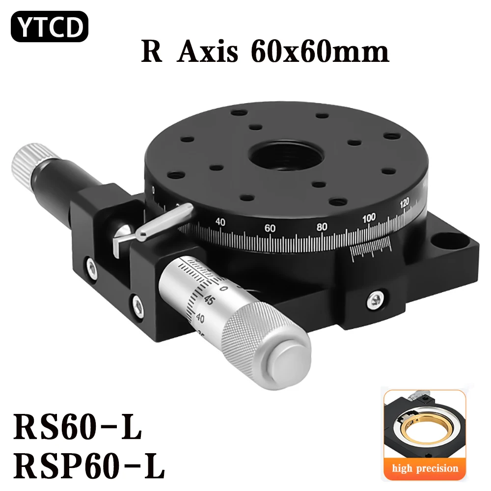 R Axis 60mm RS60-L RSP60-L Manual 360 Degree High Precision Angle Adjustment Platform Optical Heavy Duty Rotary Slide Micrometer