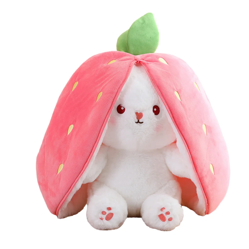 25cm carino fragola carota coniglio peluche farcito creativo in frutta trasforma Baby Cuddly Bunny Doll per il regalo di compleanno del bambino