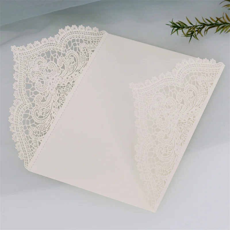 

10/20/50 шт., кружевное свадебное приглашение с лазерной резкой и бантом на конверте, праздничная поздравительная открытка, приглашение на помолвку, письмо