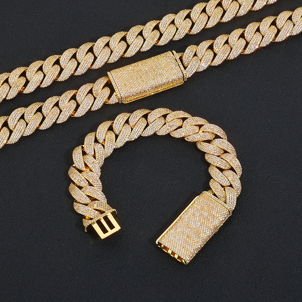 Full Iced Out Moissanite Cuban Link Bracelet GRA Certified Diamond Test Passed Men's Hip Hop Jewelry Gold Silver Miami Chain