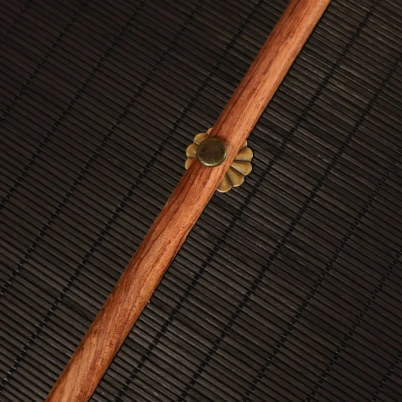 Long-handled Redwood Ancient Style Waist Fan Rollable Rotating Fan Foldable Bamboo Traditional Chinese Culture Artifacts