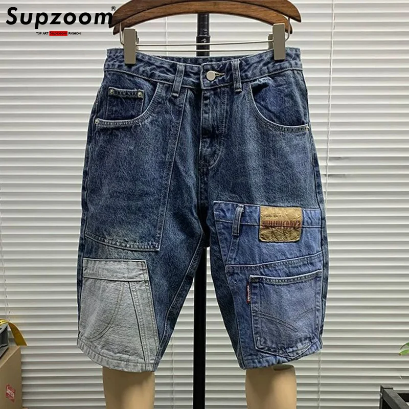 Supzoom 2025 New Arrival Hot Sale Top Fashion Patchwork Summer Casual Cargo Cotton Denim Pockets Jeans Shorts Men