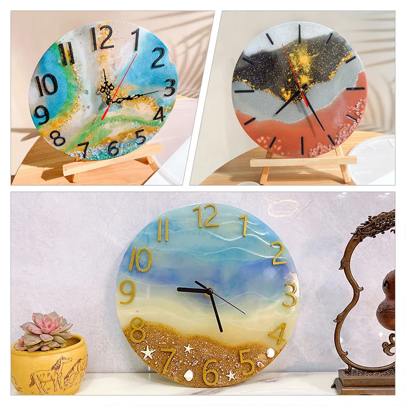 Large Clock Resin Mold Round Clock Digital Silicone Mold Wall Hanging Clock Epoxy Mold with Pointer for DIY Craft Jewelry Making