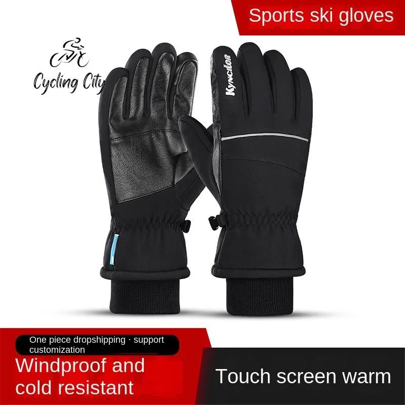 

Cycling City Ski Gloves Windproof And Water Repellent Gloves Autumn And Winter Thickened Riding Gloves Touch Screen Ski Gloves