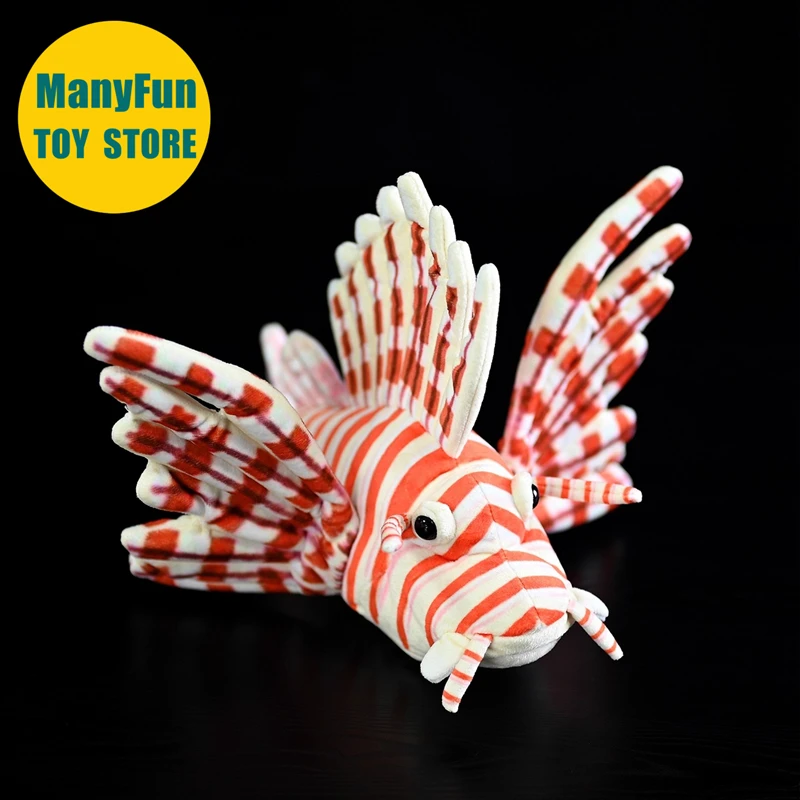 Realistic Lionfish High Fidelity Devil Firefish Plushie Lifelike Turkeyfish Plush Toy Zebrafish Stuffed Animal Doll Toy Gift