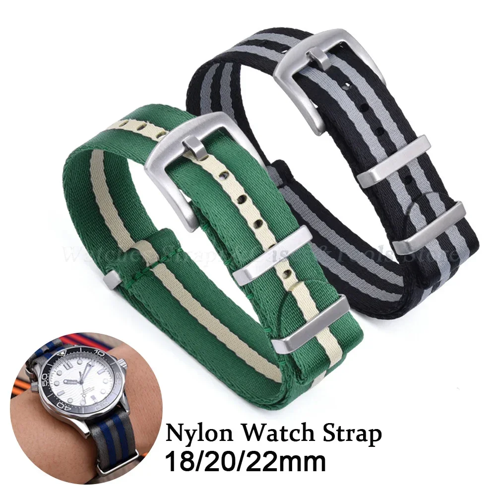 Nylon Strap 18mm 20mm 22mm for Seiko Sport Military for Samsung Galaxy Watch3/4/5 Band for Omega 007 for Seamaster 300 Bracelet