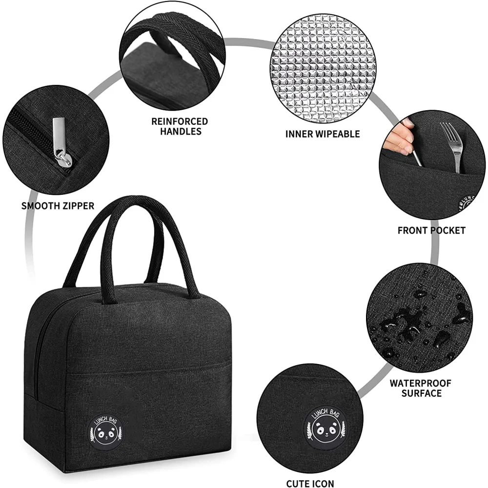 Isolierte Mittagessen Tasche Zipper Kühler Tote Thermische Tasche Mittagessen Box Leinwand Lebensmittel Picknick Mittagessen Taschen für Arbeit Handtasche Liebe Muster