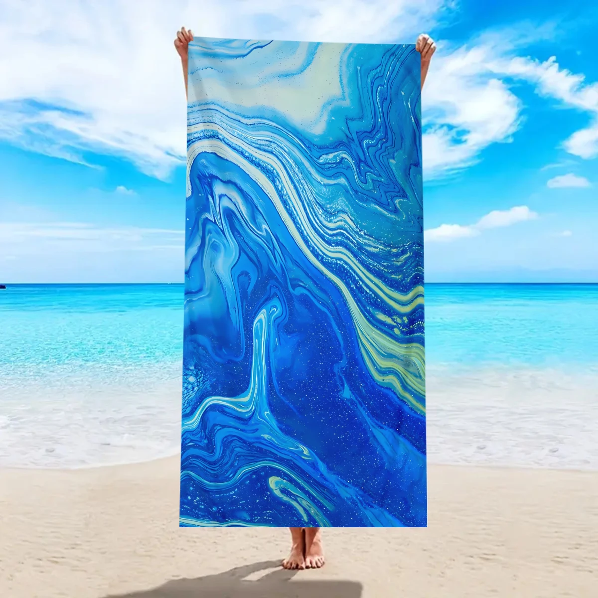 1pc Ultra fine fiber beach towel, quick drying absorbent swimming towel, multi-functional towel for beach swimming and yoga