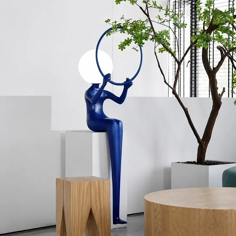 Simple Modern Abstract Humanoid Sculpture Floor Lamp Large Art Ornament for Home Furnishing Soft Decoration Living Room