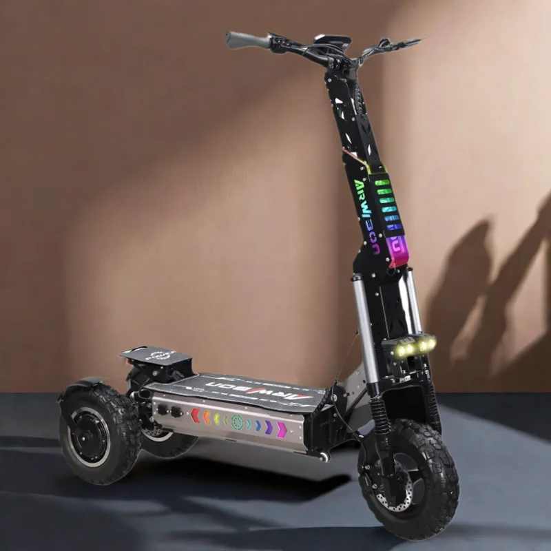على الطرق الوعرة سكوتر كهربائي 6000 واط محرك مزدوج 60 فولت 27AH 3 عجلات الكبار E-سكوتر 45MPH سرعة سريعة طويلة المدى الدهون الإطارات سكوتر