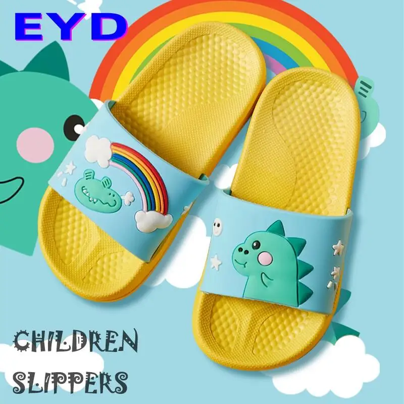 Children's Indoor Dinosaur Slippers Anti-Slip Cute Kid's Home Use Parent-Child Summer Slippers Toddler -3 Years Old