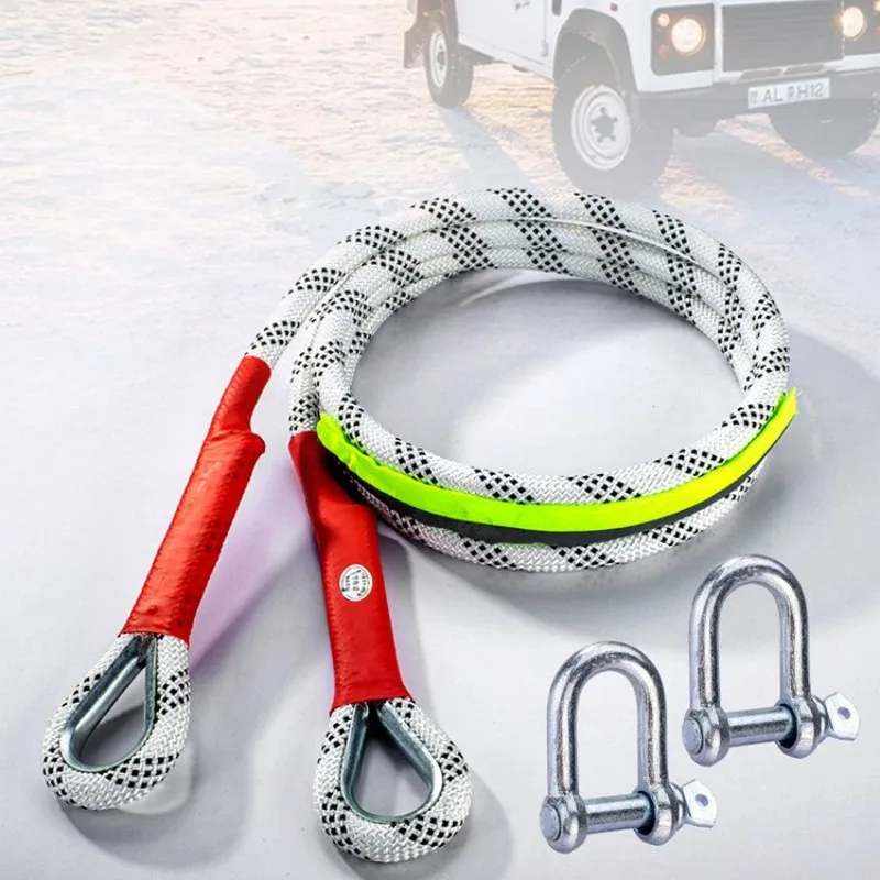 Car Tow Strap Outdoor Emergency Tow Ropes Off Road Vehicle Truck Trailer Towing Rope Thicker Buckle Auto Rescue Pulling Rope