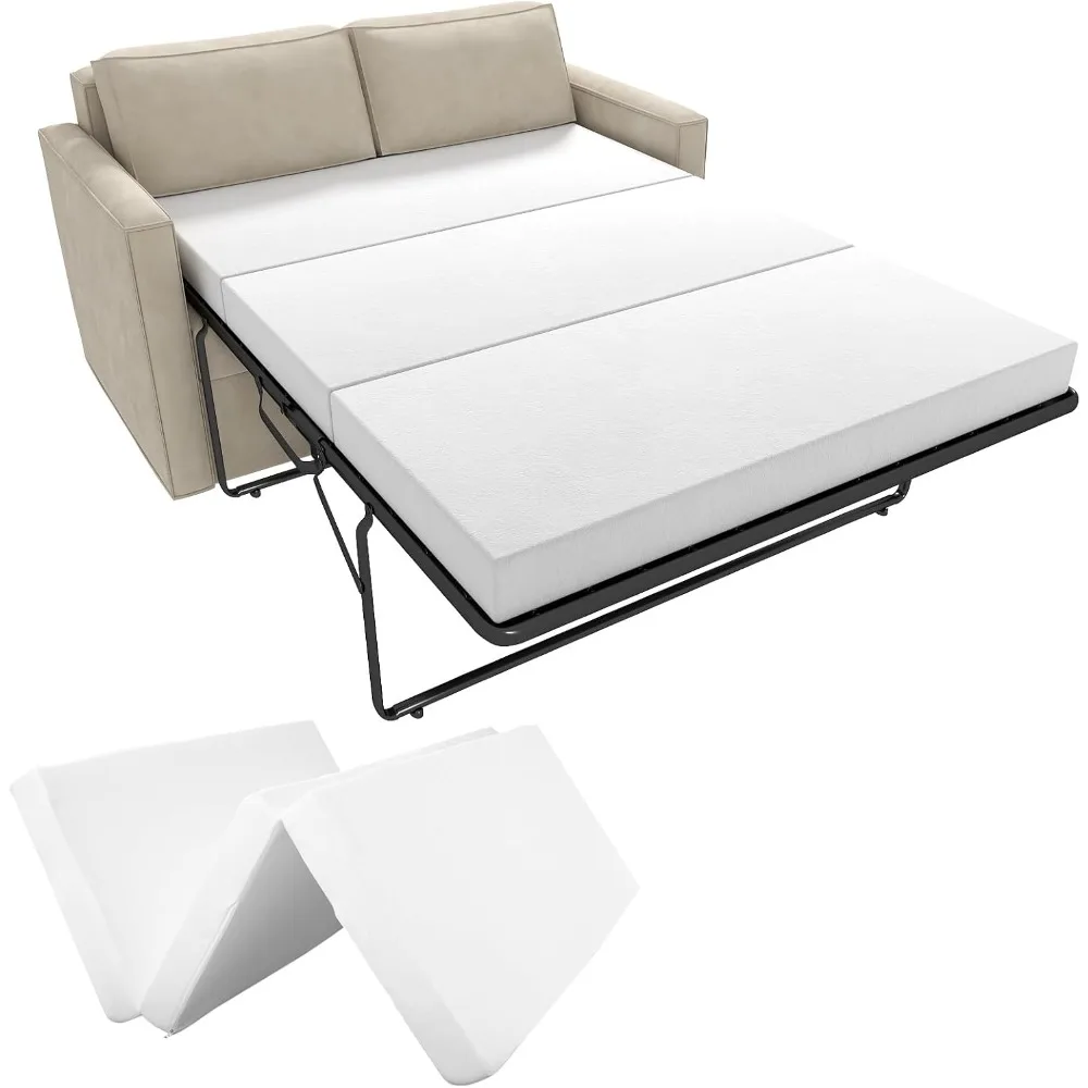 

4 Inch Foldable Memory Foam Sofa Bed Mattress Replacement, Queen Size Pull Out Couch for Sleeper Couch Beds Guest, RV Travel, C