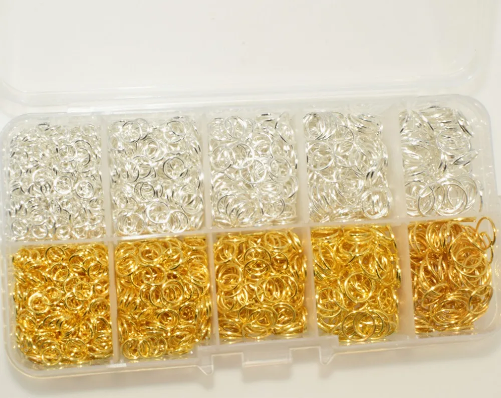 1 Box Mixed Silver Gold Open Jump Rings 5-9MM (2600 PCs Assorted) For DIY Making Jewelry Findings Set