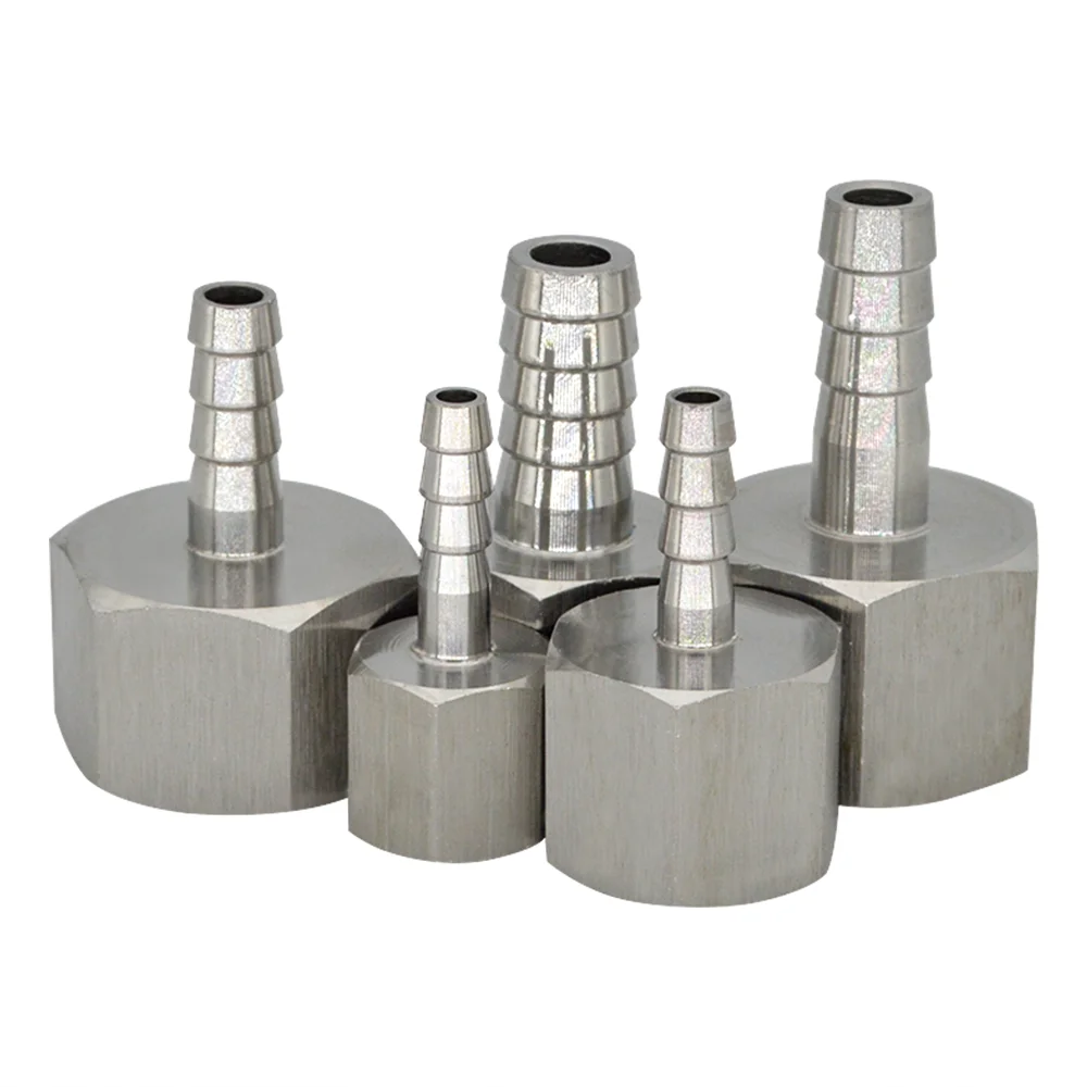 YQBS BSP Female Straight  Hose Barb Joint Pipe Connection 304 Stainless Steel Connector Tail Fittings