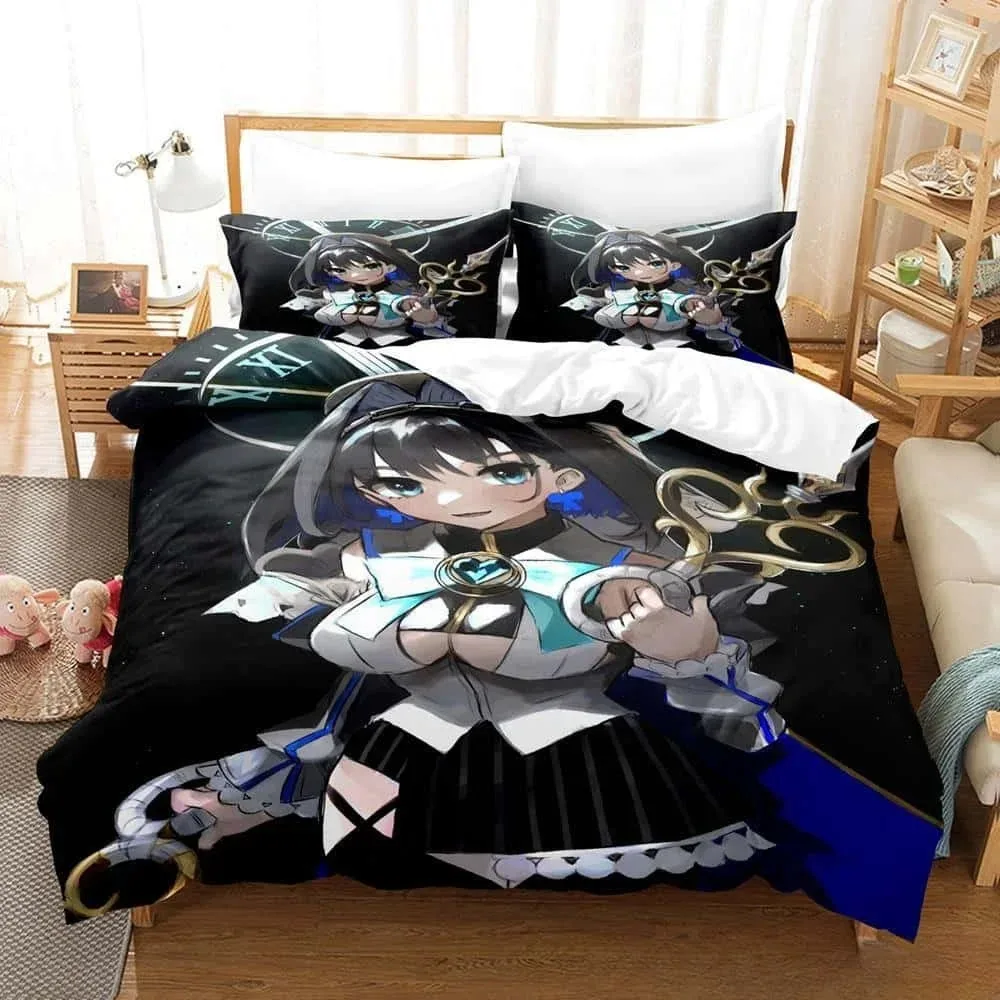 

3D Print Anime Ouro Kronii Bedding Set Single Twin Full Queen King Size Bed Set Adult Kid Bedroom Duvet cover Set Home Textiles