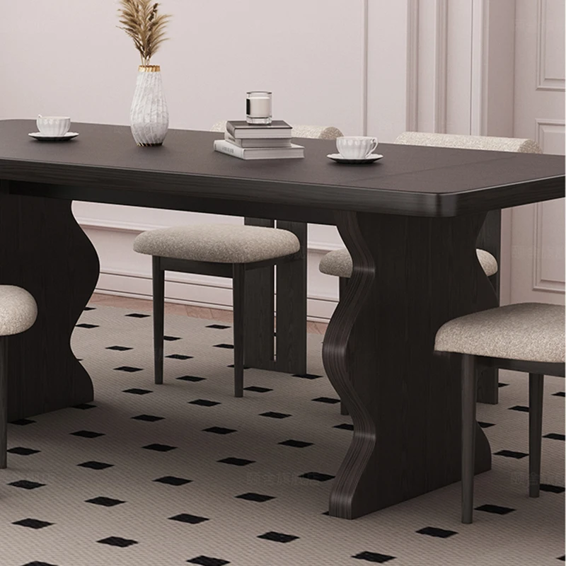 Sillas De lujo únicas, mesa De cocina, juego De mesa De comedor De madera negra Rectangular moderna, Mesas De Jantar italianas centrales, muebles para el hogar