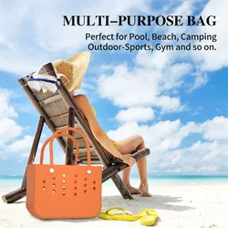 Extra Large Beach Bag Summer EVA Waterproof Basket Women Silicon Beach Tote With Holes Breathable Pouch Shopping Storage Basket