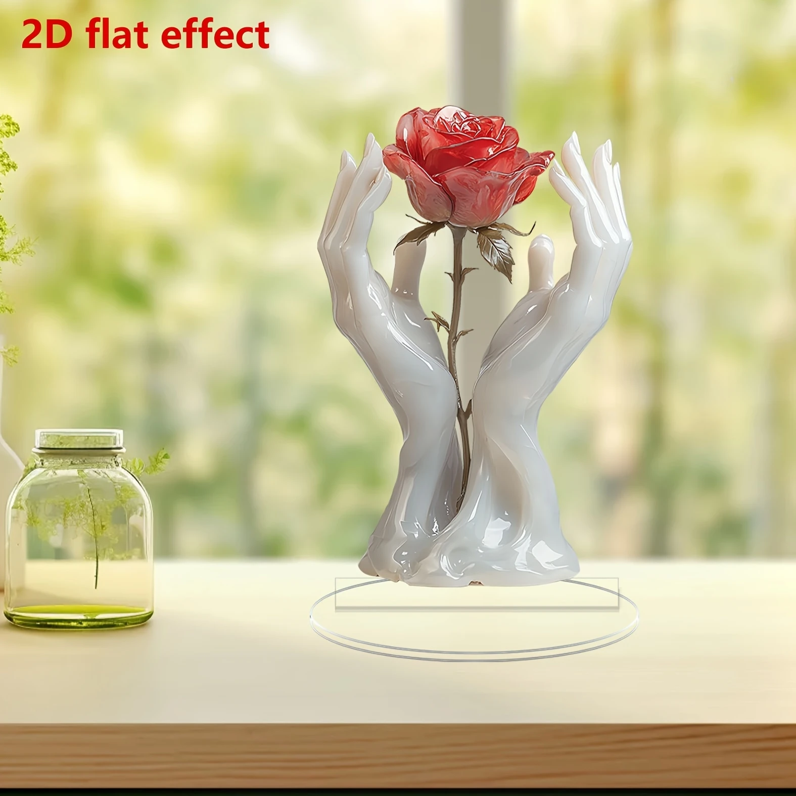 Romantic Love Acrylic Decorative 5x8in Flat Surface Holding Flowers Design for Festival Party Home Decor Couples Artistic Gift
