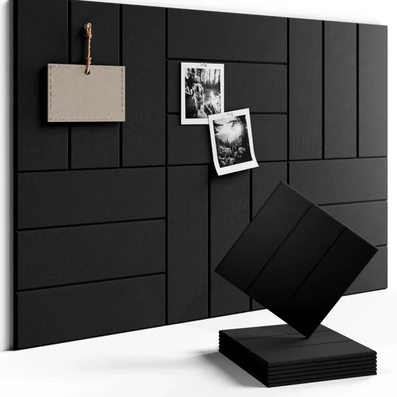 6PCS Removable Self-Stick Felt Pin Board Tiles, Wall Decals，Photo Memo Board, Noise Reduction Acoustic Felt Panels