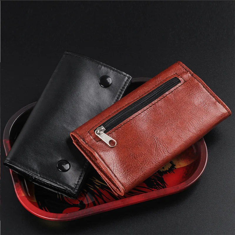 8*15cm Simple Leather Tobacco Pouch Bag Portable Case Single Double Grinding Tobacco Storage Accessories Fashion Gifts for Men