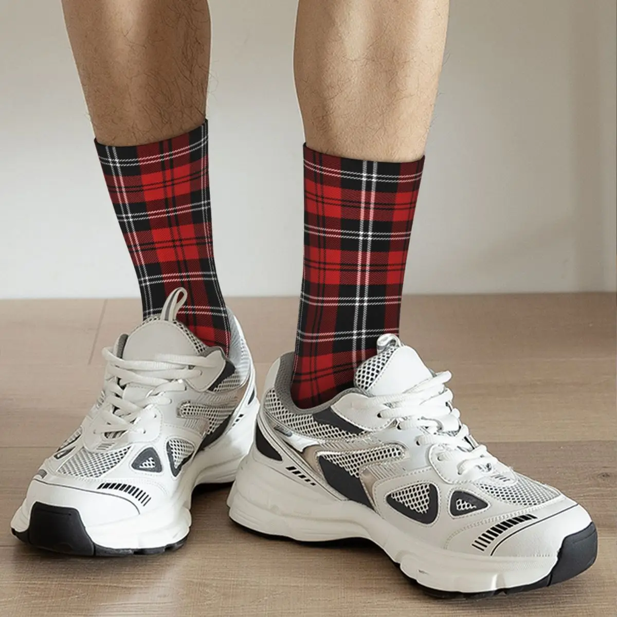 Winter Warm Harajuku Men\'s Women\'s Christmas New Year Tartan Plaid Scottish Pattern Crew Socks Socks Warm Christmas Present