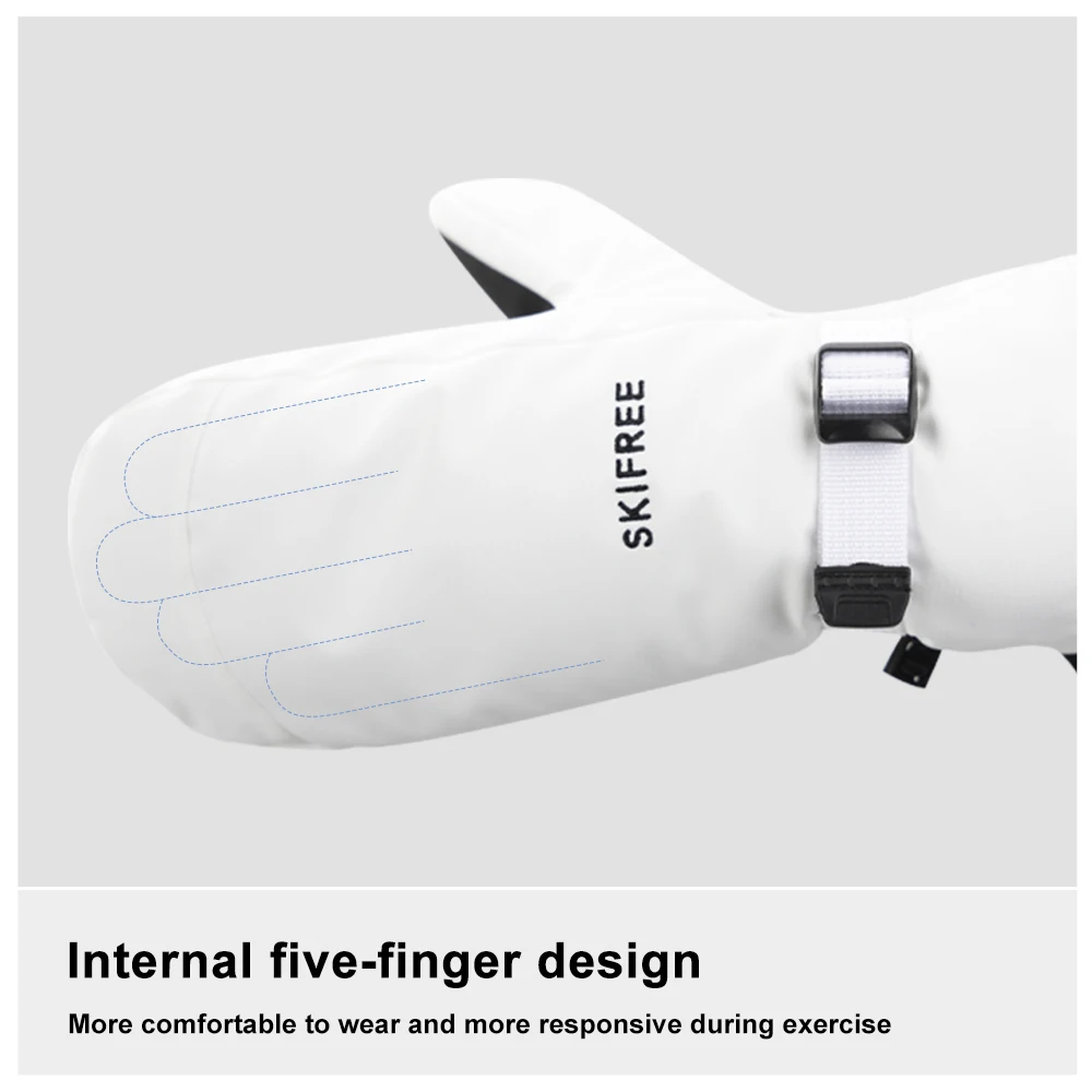 SKIFREE-S1-Adult Winter Ski Gloves Mittens-Inner Five-Finger Design-Full Palm Non-slip Wear-resistant Waterproof