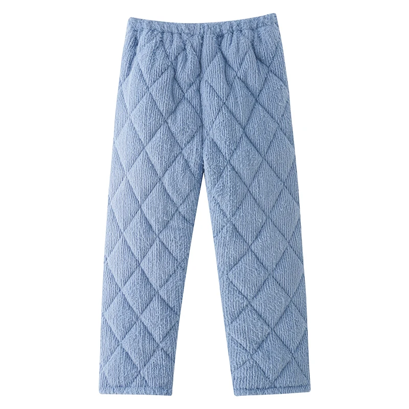 

Coral fleece 3 layers thick quilted men's pajama pants keep warm loose and comfortable thick plush quilted men's pajama trousers