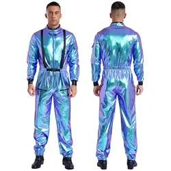 Adult Mens Astronaut Alien Robot Cosplay Costume Outfit Theme Party Outer Space Roleplay Chic Clothing Dress Up Unitard Jumpsuit