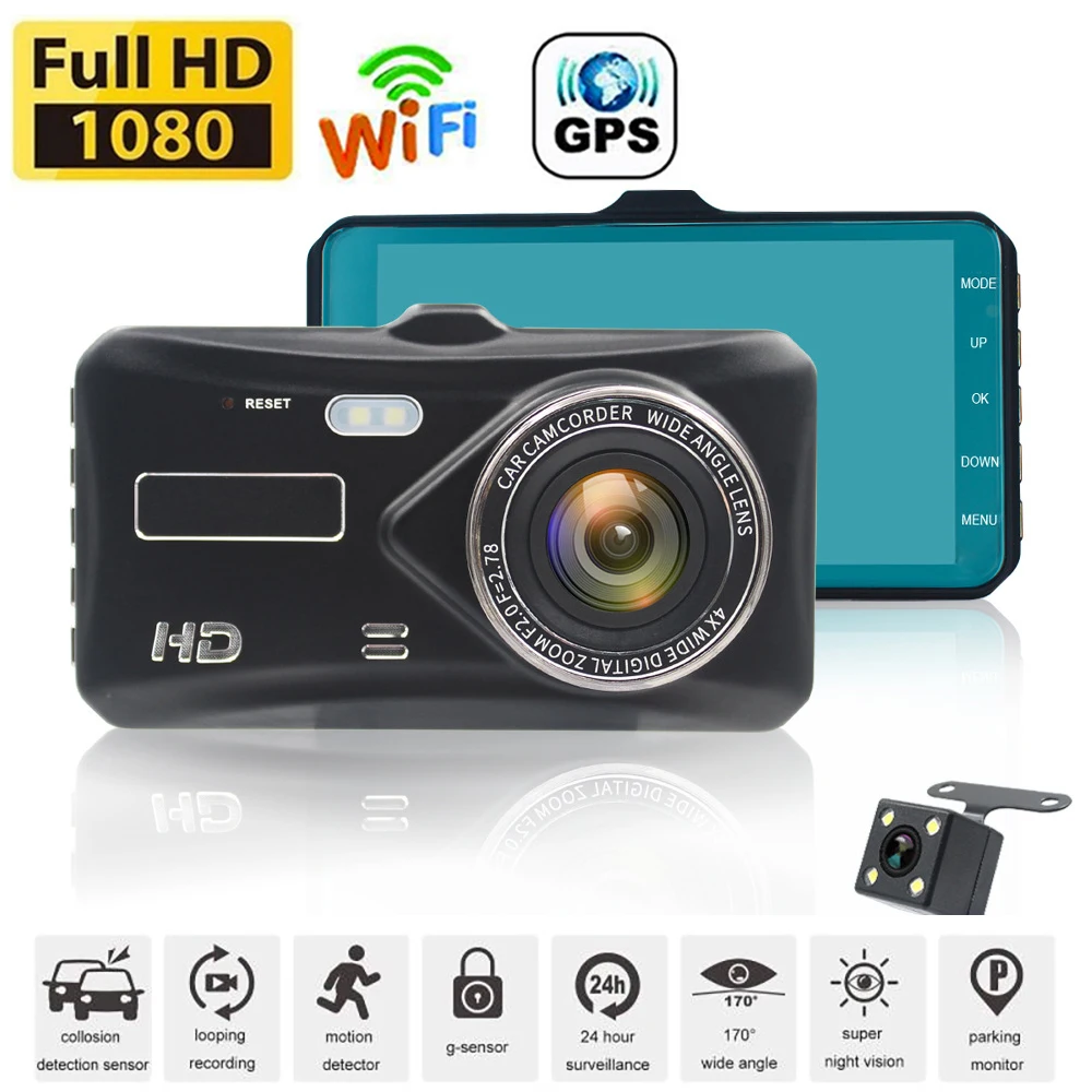 Car DVR WiFi Full HD 1080P Dash Cam Rear View Reverse Camera Video Recorder Night Vision Dashcam Car Accessories GPS Black Box