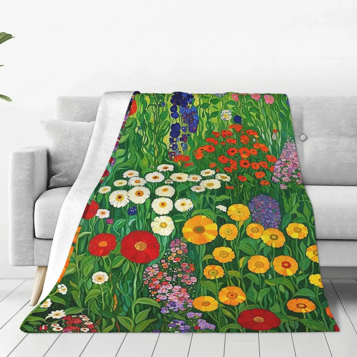 Gustav Klimt Flower Garden Blanket Fleece Super Soft Sofa Throw Blankets For Home Bedroom Office Throws Bedspread Quilt