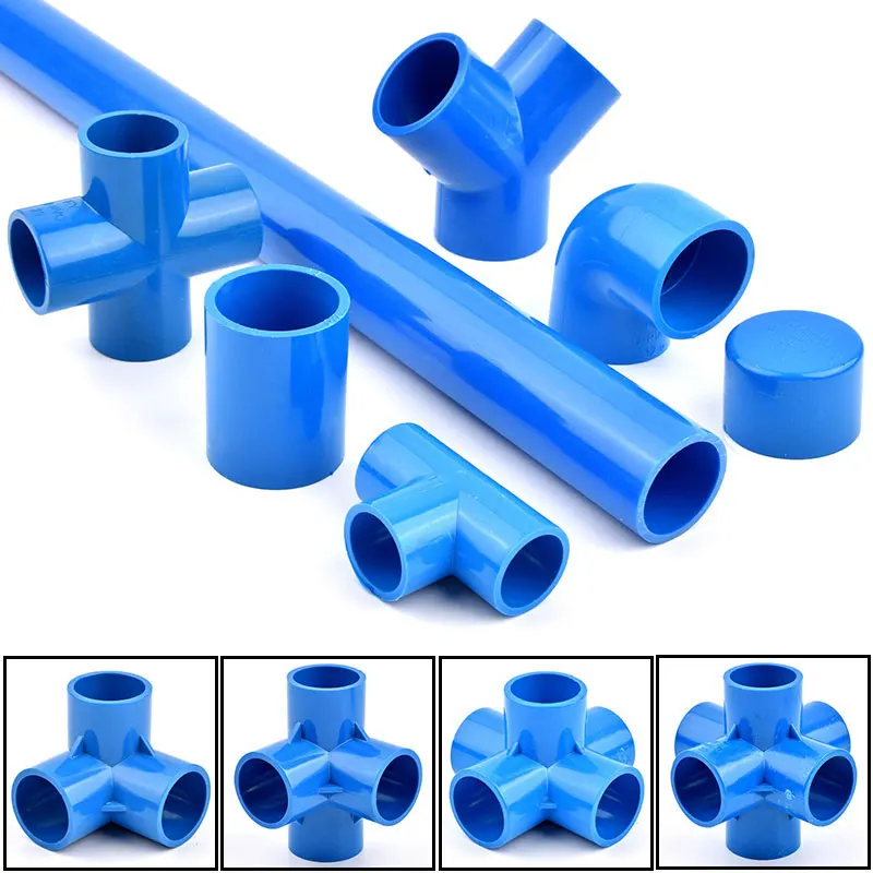 

Blue 20/25/32/40/50mm PVC Connector Straight Tee Cross Joint 90° Elbow Water Pipe Adapter Aquarium Water Supply 4/5/6-Ways Joint