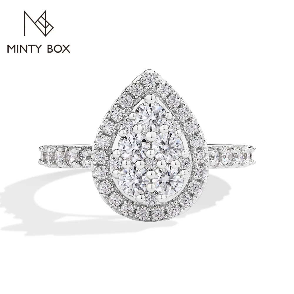 MINTYBOX Pear Shape DVVS1 Moissanite Rings for Women S925 Sterling Silver Luxury Engagement Band Bridal Promise Wedding Jewelry