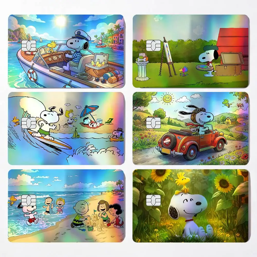 Cute Dog S-SnoopyS Card Skin Sticker For Debit Credit Card Laser Reflective