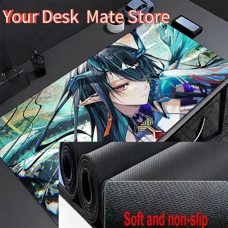 Mauspad Arknights Dusk HD-Druck Anime Mousepad Laptop Rutschfestes Gaming-Zubehör Tastaturpad PC Kawaii Girl Erweiterte Schreibtischunterlage