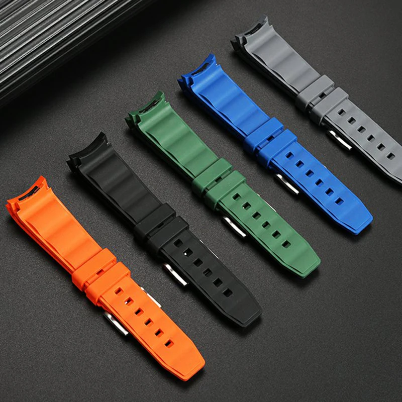 Fluorine rubber watch strap for Omega Hippocampus 300 Super Super Butterfly Fly for Rolex Longines Comcas 21mm men's wristband