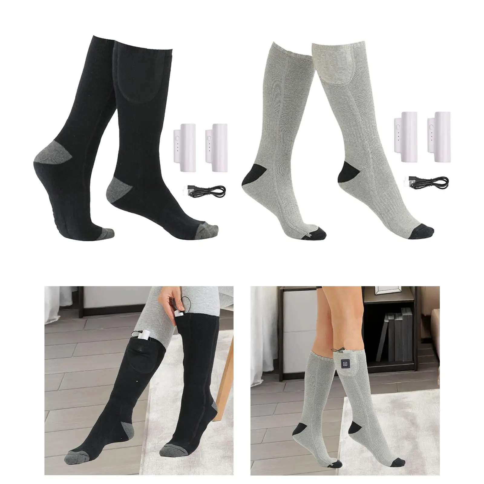 Long Socks Heated Socks Ski Washable Cycling Heated Socks Electric Heating Socks