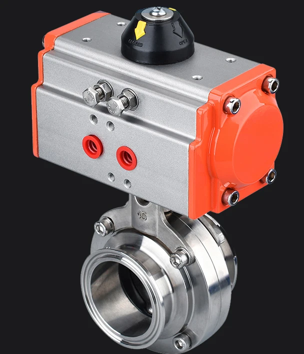 Food Sanitary Grade Ventilation Dust Clamp Type Quick Opening 304 Stainless Steel Pneumatic butterfly Valve
