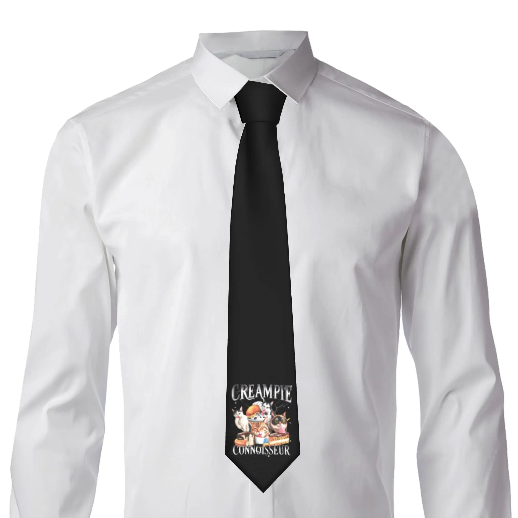Funny Offensive Creampie Enthusiast  Cat  Neck Tie Men Fashion  Silk Business Necktie