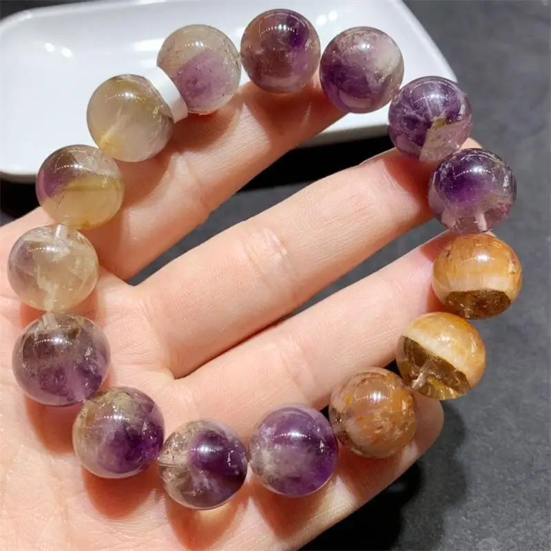 15MM Natural Fanta Quartz Bracelet Women Fashion Jewelry Single Circle Elastic Rope Charoite Gift