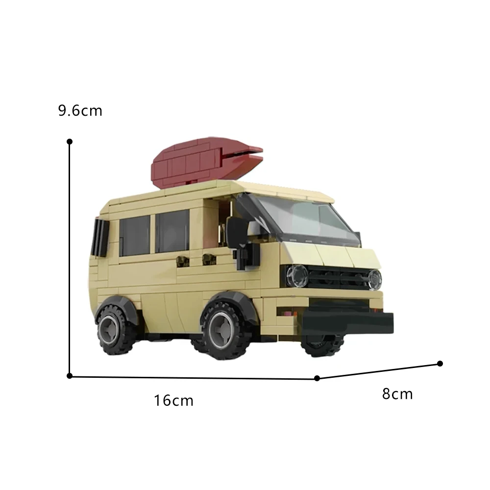 MOC Kreative Film- und Fernsehserie Surfer Boy Pizza-Van Baustein-Modell Erwachsenen-Puzzle Montage-Spielzeug Geburtstagsgeschenk für Jungen – Detail 4