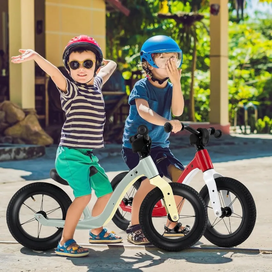 Bicicleta de equilíbrio para crianças, 12 espaços, empurrar para bebês, com assento acolchoado ajustável, ultraleve, estrutura de liga de magnésio, sem pedal wa