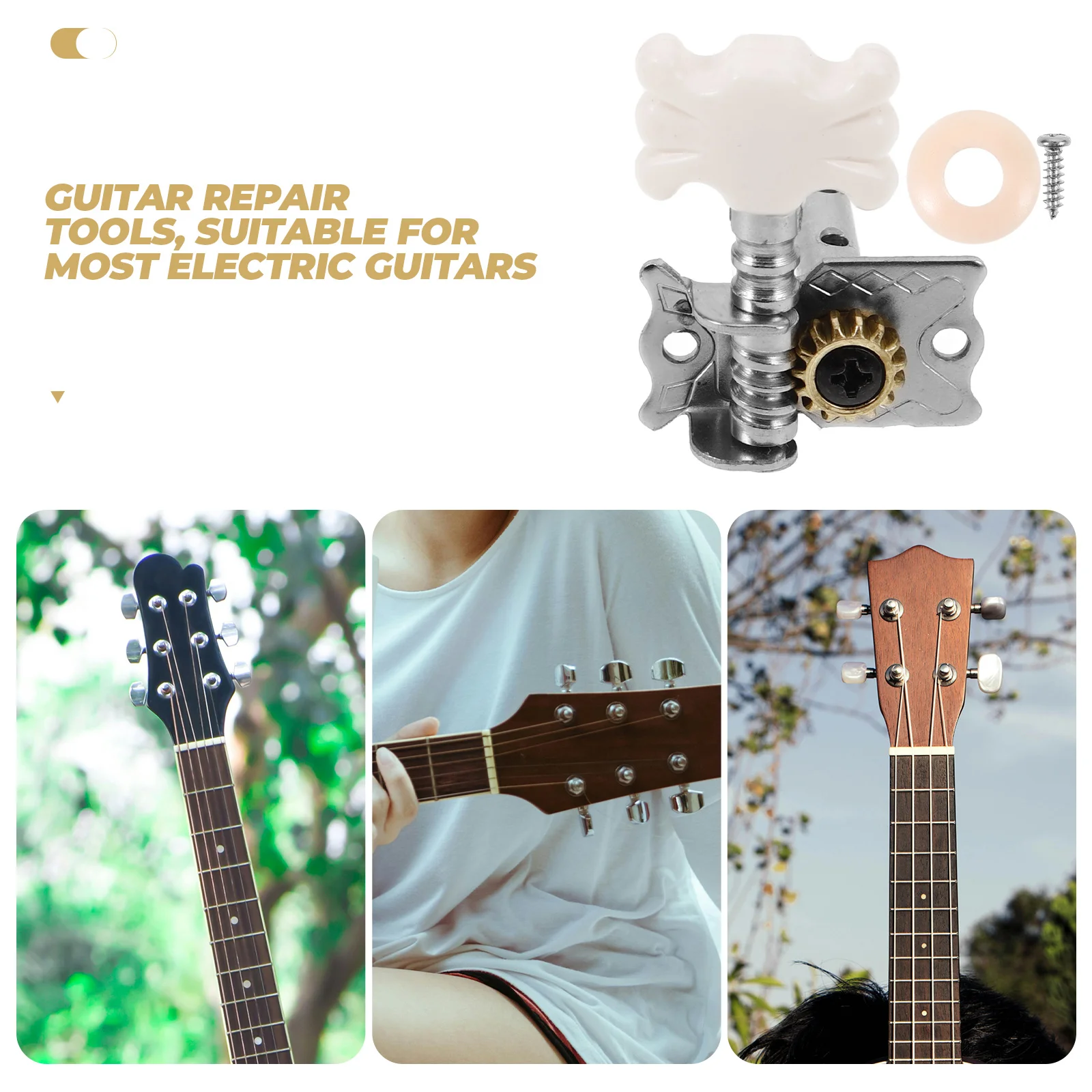 

6pcs Acoustic Tuning Pegs Silver Pearled Durable Machine Heads Vintage Style Guitar String Tuning Keys Replacement Parts For