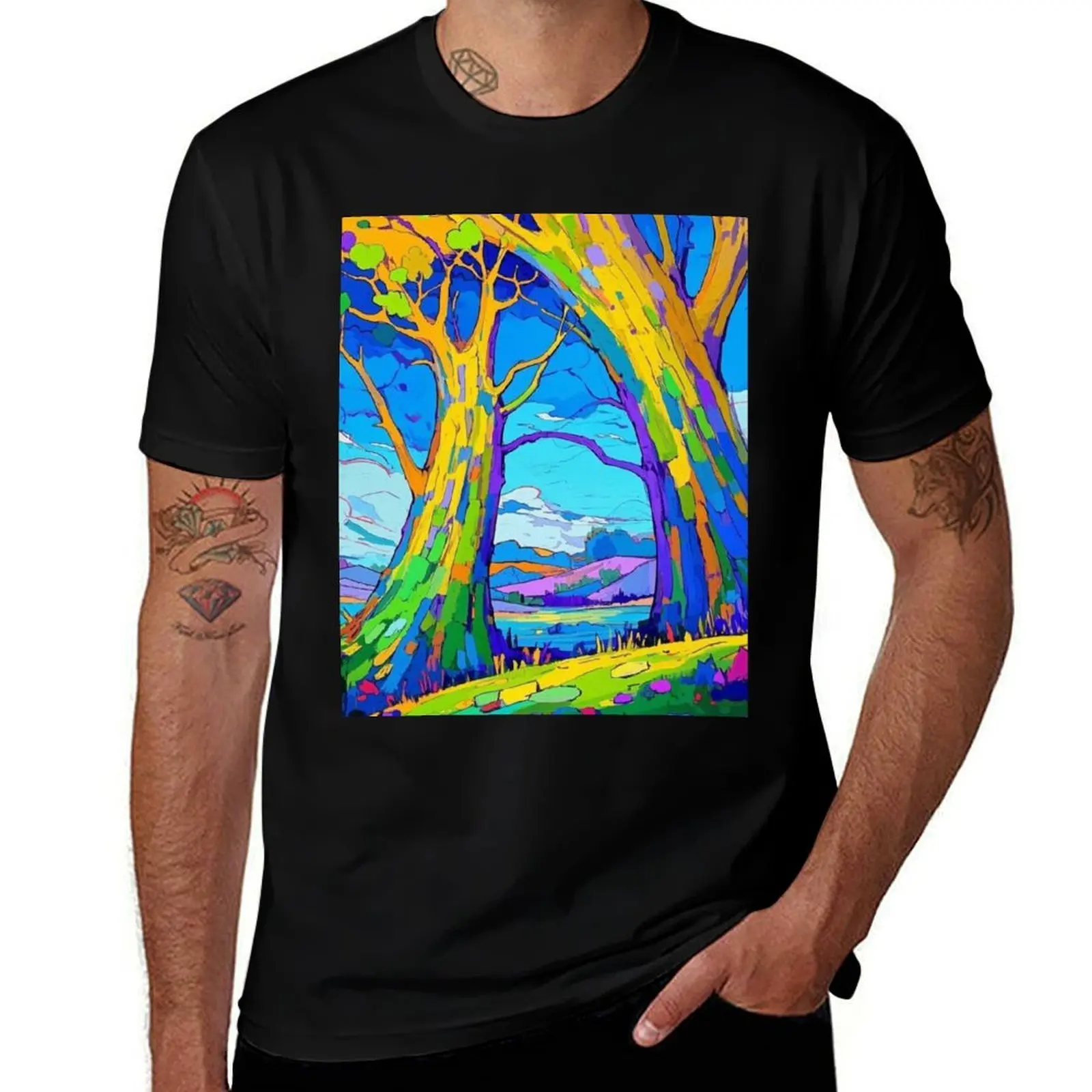 

Abstract Woodland Whimsy: Neon Foliage T-Shirt cheap stuff animal prinfor boys men t shirts