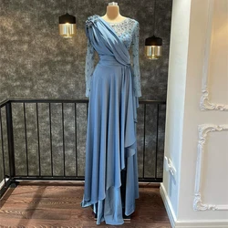 Luxury Wedding Guest dresses 2025 Scoop Elegant Mother of the Bride Dress Long Sleeve Beaded Crystal Woman's Formal Evening Gown
