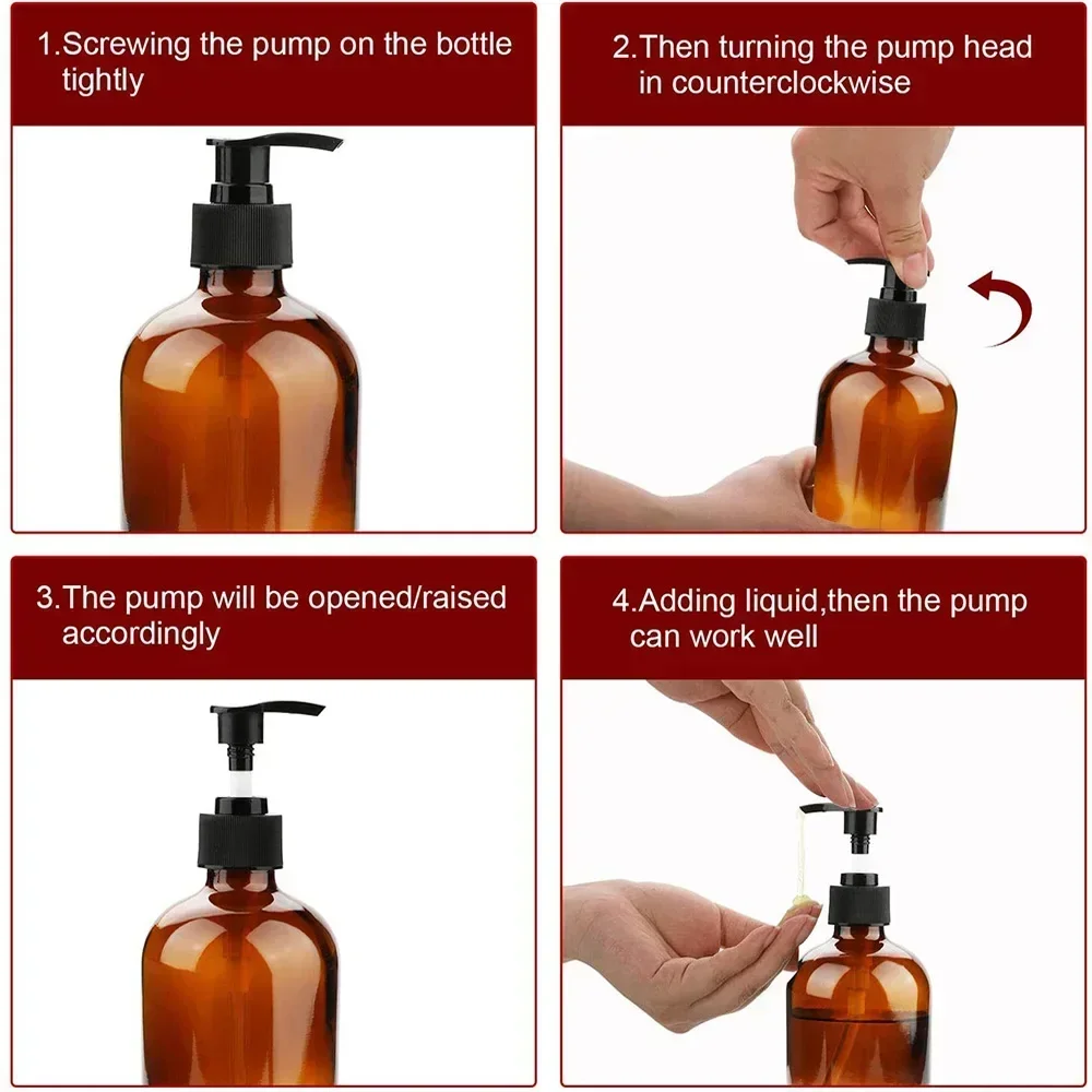 480ml/240ml Brown Glass Soap Dispenser Bathroom Soap Dispen Refillable Lotion Liquid Bottling Shampoo Lotion Shower Gel Bottles