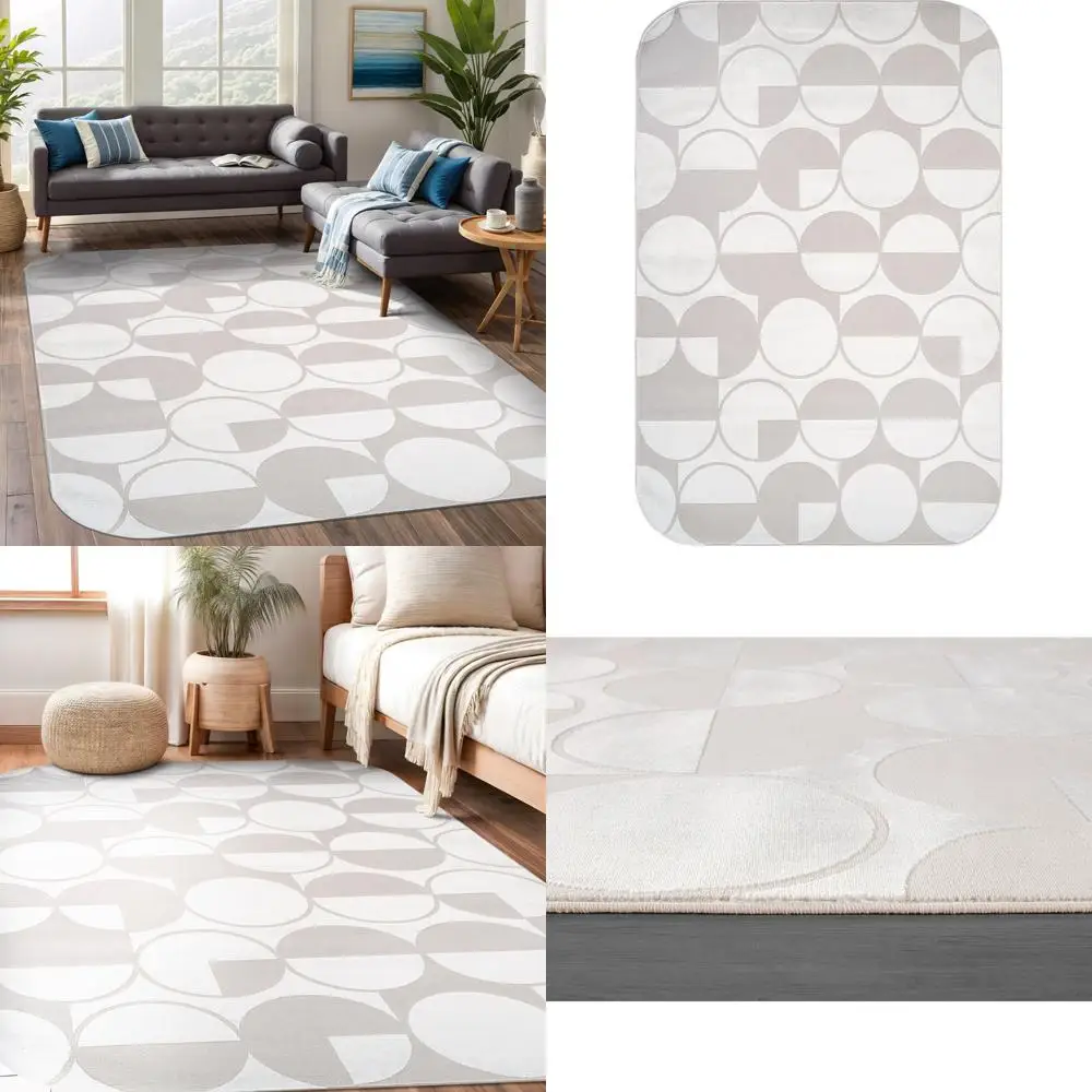

Durable Modern Geometric Area Rug 8x10 with Low-High Pile for Living, Dining, and Office Spaces