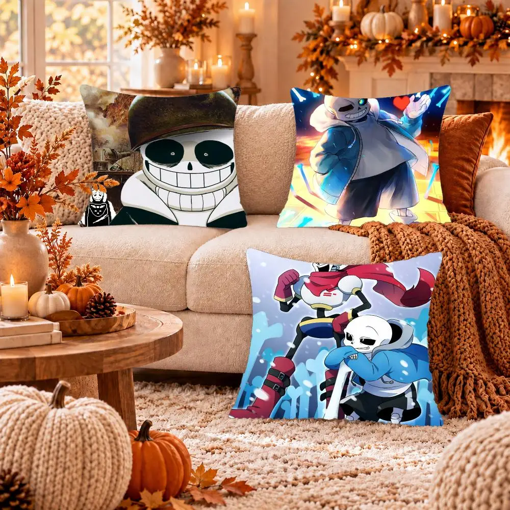 Game S-Sans Undertale Cushion Cover Soft Plush Cushion Case Throw Pillowcase Cozy Home Sofa Bed Living Room Decor