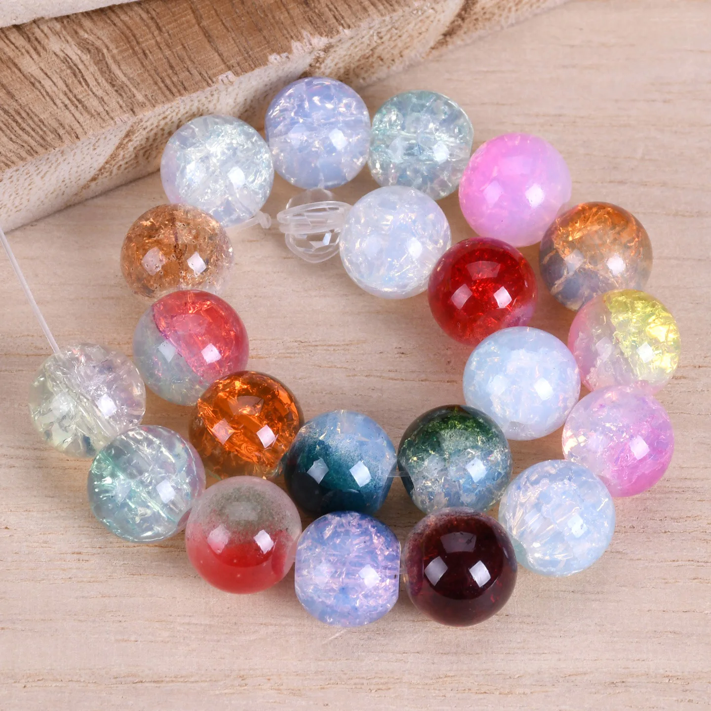 50 قطعة مستديرة 10 مللي متر الملونة فرقعة كريستال زجاج فضفاض متصدع الخرز مجموعة لصنع المجوهرات Findings بها بنفسك سوار النتائج