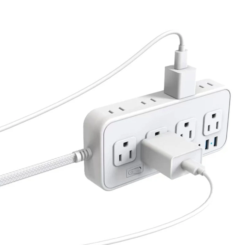 Multiprese con presa americana Adattatore a 2 poli Cavo da 5 piedi 8 prese Ricarica USB tipo C